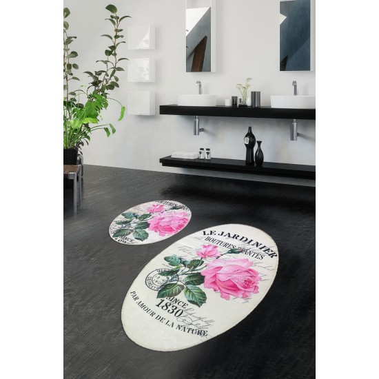 Bathmat Set (2 Pieces) Jardiner Oval Multicolor Lessentiel Bathmat Set (2 Pieces) Jardiner Oval Multicolor