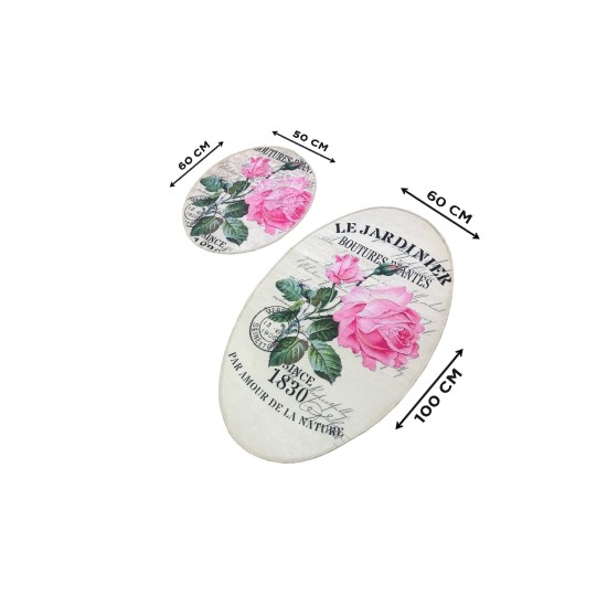 Bathmat Set (2 Pieces) Jardiner Oval Multicolor Lessentiel Bathmat Set (2 Pieces) Jardiner Oval Multicolor