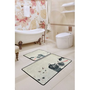 Bathmat Set (2 Pieces) Angry Cats Djt Multicolor