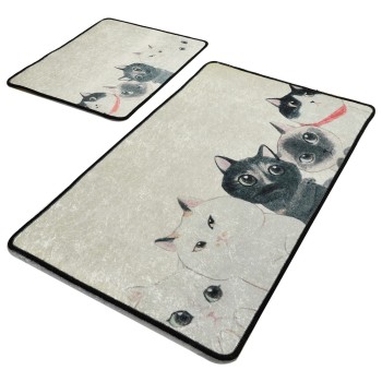 Bathmat Set (2 Pieces) Angry Cats Djt Multicolor