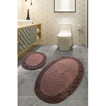 Bathmat Set (2 Pieces) Piante Oval - Brown Multicolor