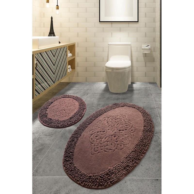 Lessentiel Bathmat Set (2 Pieces) Piante Oval - Brown Multicolor
