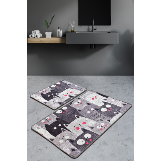 Bathmat Set (2 Pieces) Meow - Grey Multicolor Lessentiel Bathmat Set (2 Pieces) Meow - Grey Multicolor