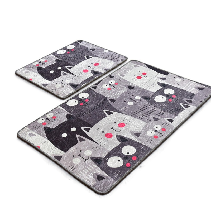 Lessentiel Bathmat Set (2 Pieces) Meow - Grey Multicolor