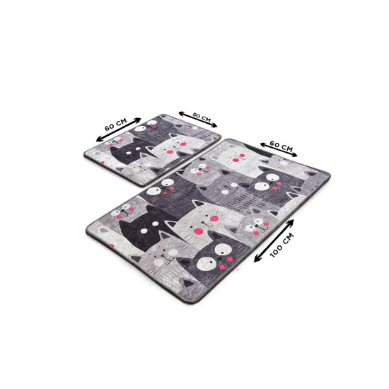 Bathmat Set (2 Pieces) Meow - Grey Multicolor Lessentiel Bathmat Set (2 Pieces) Meow - Grey Multicolor