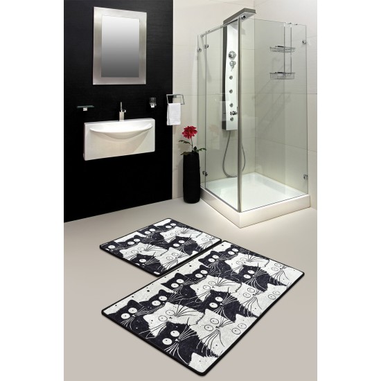 Bathmat Set (2 Pieces) White Cats Multicolor Lessentiel Bathmat Set (2 Pieces) White Cats Multicolor