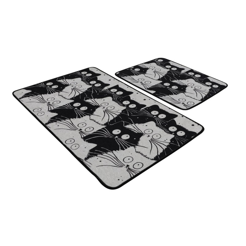 Lessentiel Bathmat Set (2 Pieces) White Cats Multicolor