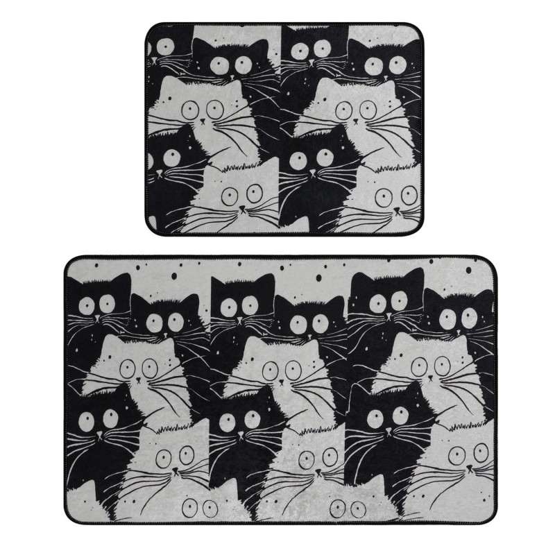 Lessentiel Bathmat Set (2 Pieces) White Cats Multicolor
