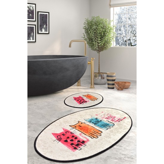 Bathmat Set (2 Pieces) Baby Cats Multicolor Lessentiel Bathmat Set (2 Pieces) Baby Cats Multicolor
