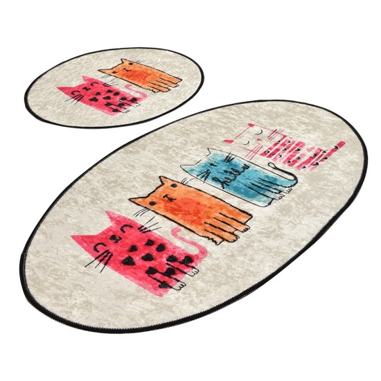 Bathmat Set (2 Pieces) Baby Cats Multicolor Lessentiel Bathmat Set (2 Pieces) Baby Cats Multicolor
