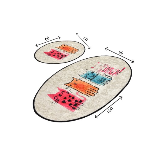 Bathmat Set (2 Pieces) Baby Cats Multicolor Lessentiel Bathmat Set (2 Pieces) Baby Cats Multicolor