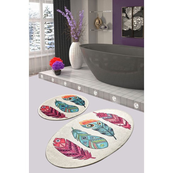 Bathmat Set (2 Pieces) Feather Djt Multicolor Lessentiel Bathmat Set (2 Pieces) Feather Djt Multicolor