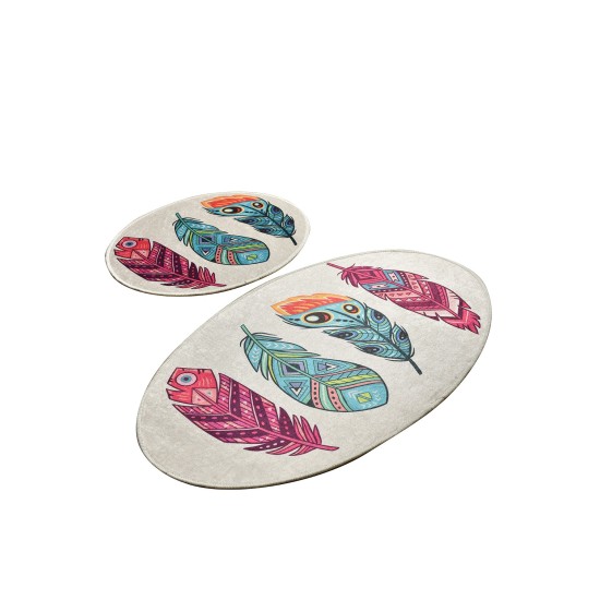 Bathmat Set (2 Pieces) Feather Djt Multicolor Lessentiel Bathmat Set (2 Pieces) Feather Djt Multicolor