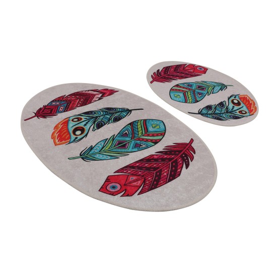 Bathmat Set (2 Pieces) Feather Djt Multicolor Lessentiel Bathmat Set (2 Pieces) Feather Djt Multicolor