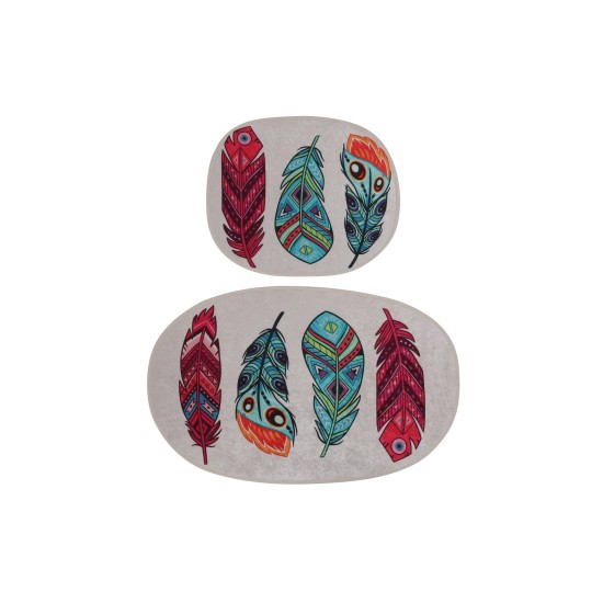 Bathmat Set (2 Pieces) Feather Djt Multicolor Lessentiel Bathmat Set (2 Pieces) Feather Djt Multicolor