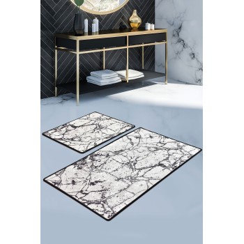 Bathmat Set (2 Pieces) Marble - White Multicolor