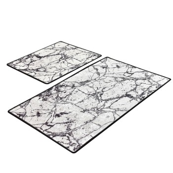 Bathmat Set (2 Pieces) Marble - White Multicolor