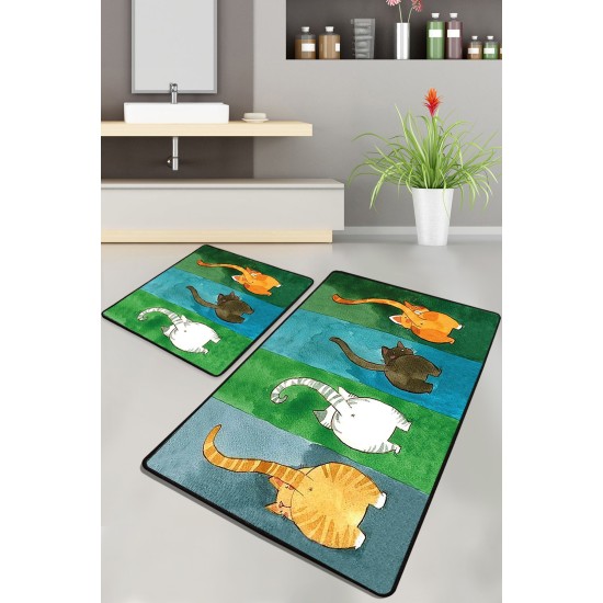 Bathmat Set (2 Pieces) Gatto Carino Multicolor Lessentiel Bathmat Set (2 Pieces) Gatto Carino Multicolor