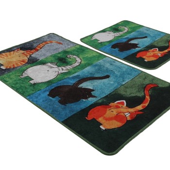 Bathmat Set (2 Pieces) Gatto Carino Multicolor