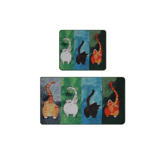 Bathmat Set (2 Pieces) Gatto Carino Multicolor Lessentiel Bathmat Set (2 Pieces) Gatto Carino Multicolor