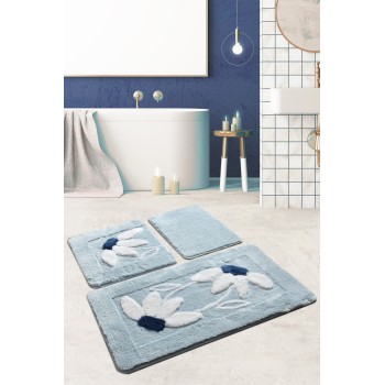 Acrylic Bathmat Set (3 Pieces) Daisy - Blue Multicolor