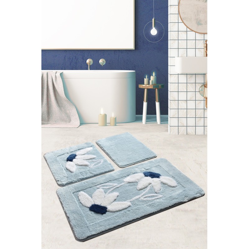 Lessentiel Acrylic Bathmat Set (3 Pieces) Daisy - Blue Multicolor