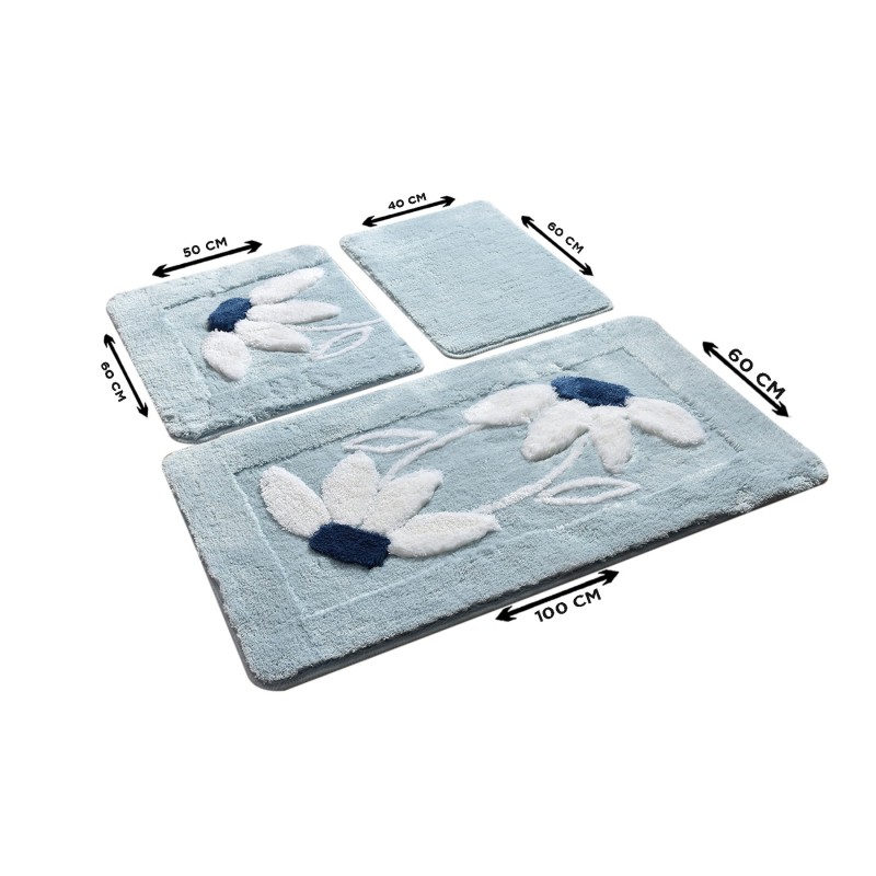 Lessentiel Acrylic Bathmat Set (3 Pieces) Daisy - Blue Multicolor