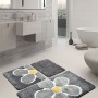 Acrylic Bathmat Set (3 Pieces) Flower - Grey Multicolor
