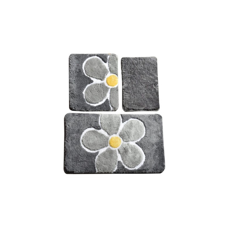 Lessentiel Acrylic Bathmat Set (3 Pieces) Flower - Grey Multicolor