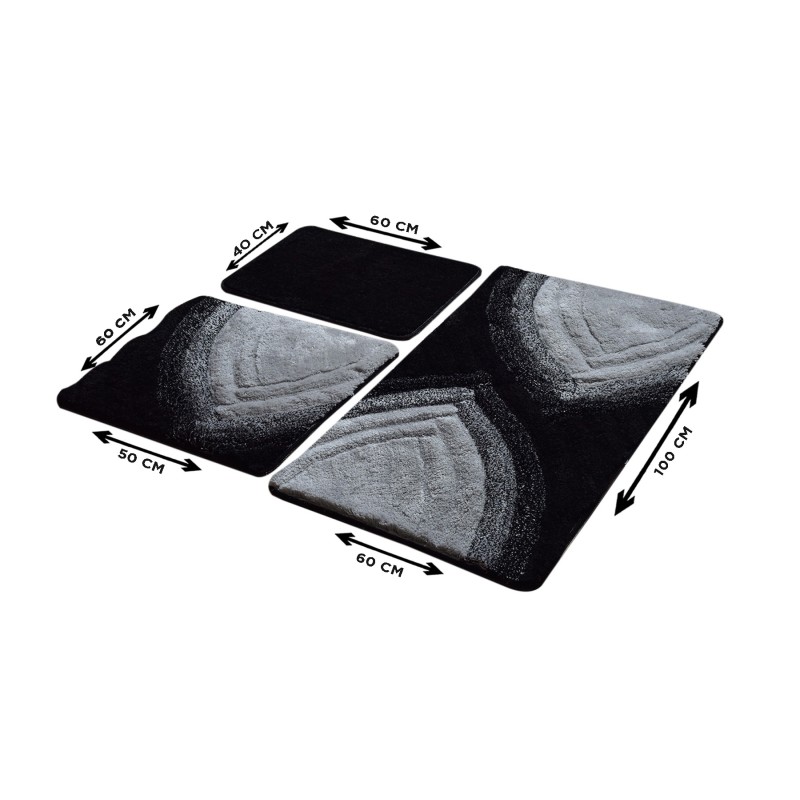 Lessentiel Acrylic Bathmat Set (3 Pieces) Stella - Anthracite Multicolor