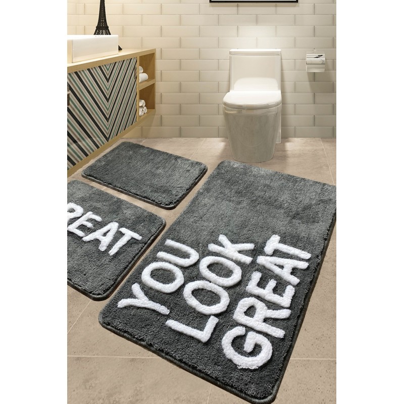 Lessentiel Acrylic Bathmat Set (3 Pieces) Great - Grey Multicolor