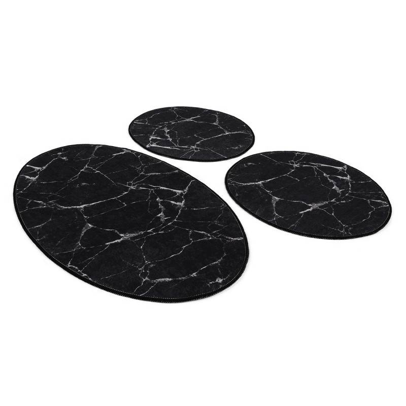 Lessentiel Bathmat Set (3 Pieces) Marble - Black Black
White