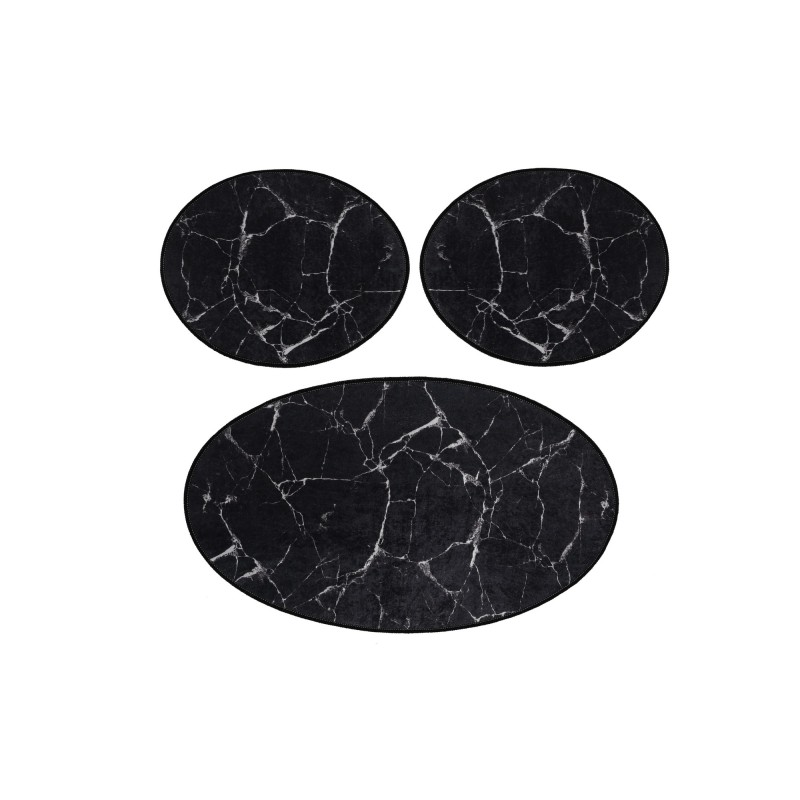 Lessentiel Bathmat Set (3 Pieces) Marble - Black Black
White