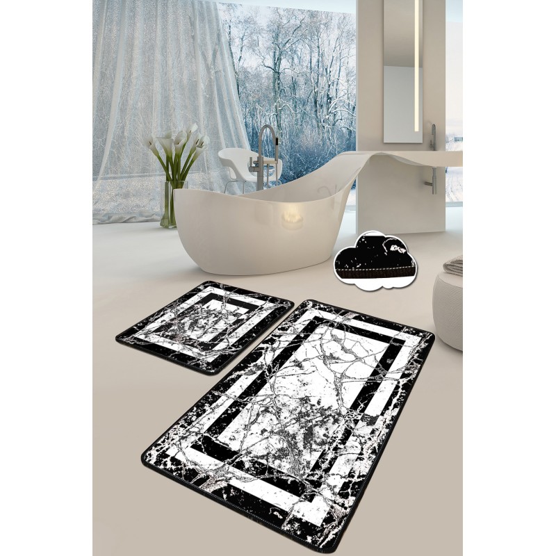Lessentiel Bathmat Set (2 Pieces) Marmor - Black Black
White