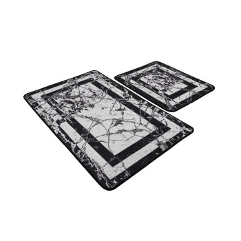 Bathmat Set (2 Pieces) Marmor - Black Black
White