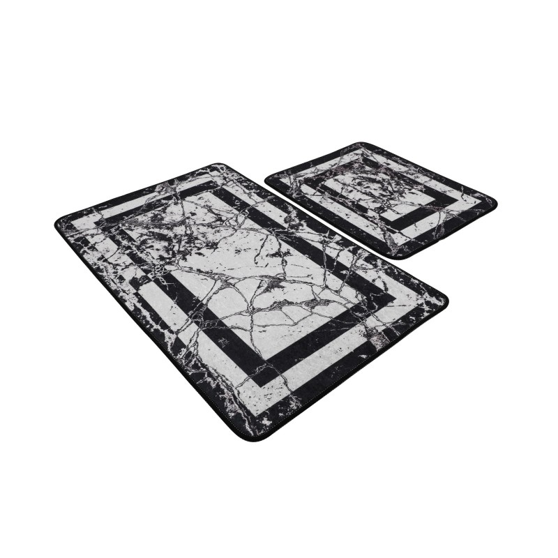 Lessentiel Bathmat Set (2 Pieces) Marmor - Black Black
White