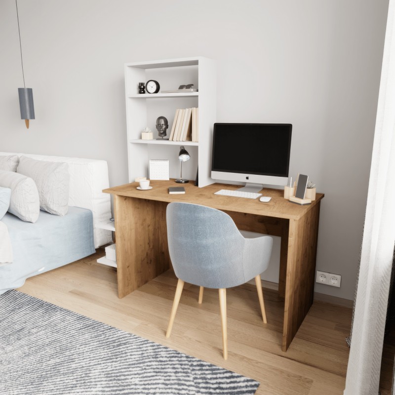 Study Desk & Bookshelf Aden - Oak, White Oak
White