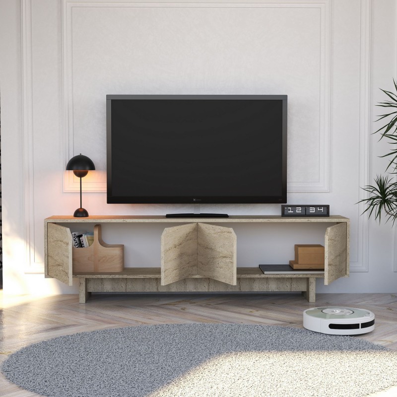 TV Stand Turan - Travertine Travertine
