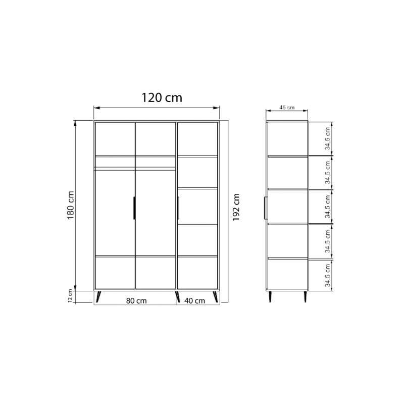 Wardrobe Aden 120 - Oak, White Oak
White
