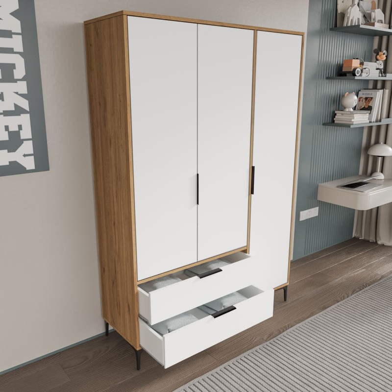 Wardrobe Aden Drawers 120 - Oak, White Oak
White
