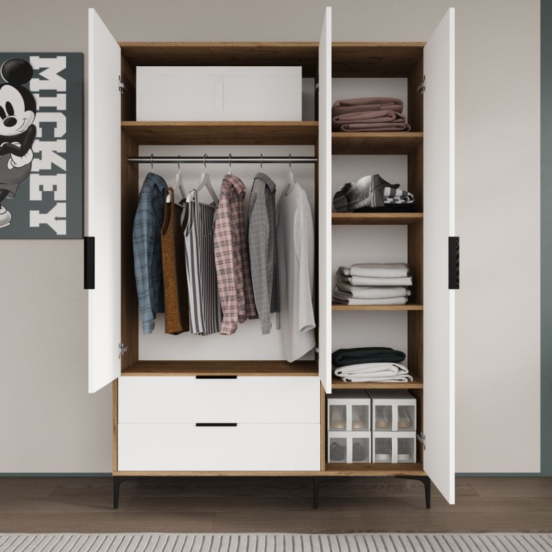 Wardrobe Aden Drawers 120 - Oak, White Oak
White
