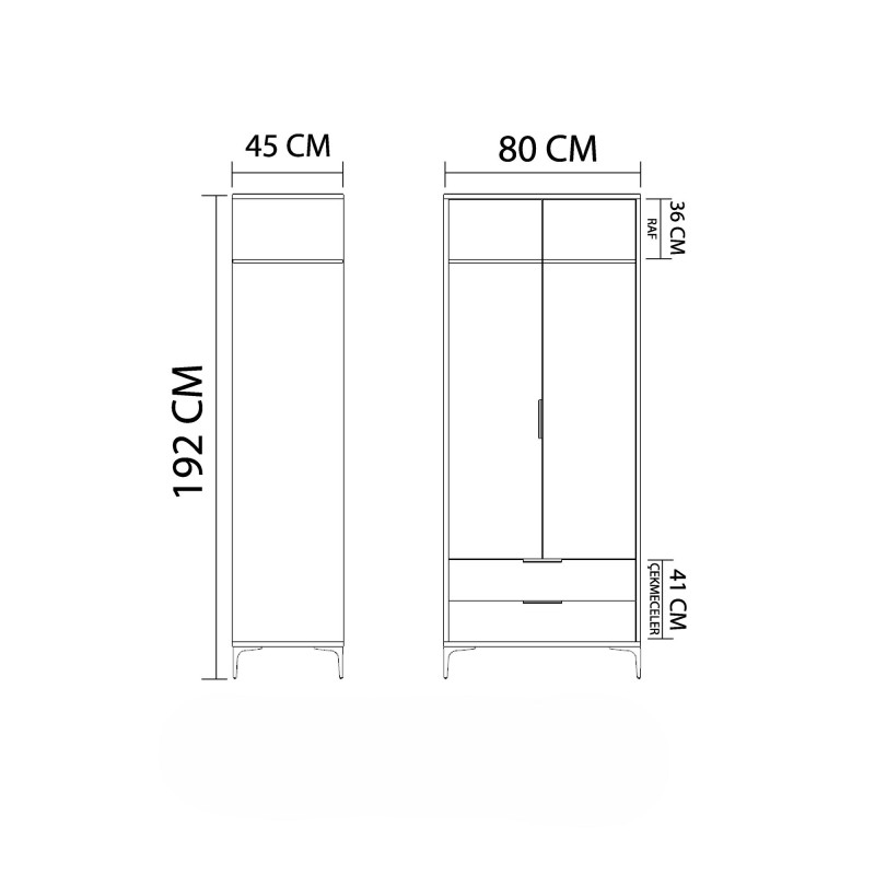 Wardrobe Aden Drawes - Oak, Anthracite Oak
Anthracite