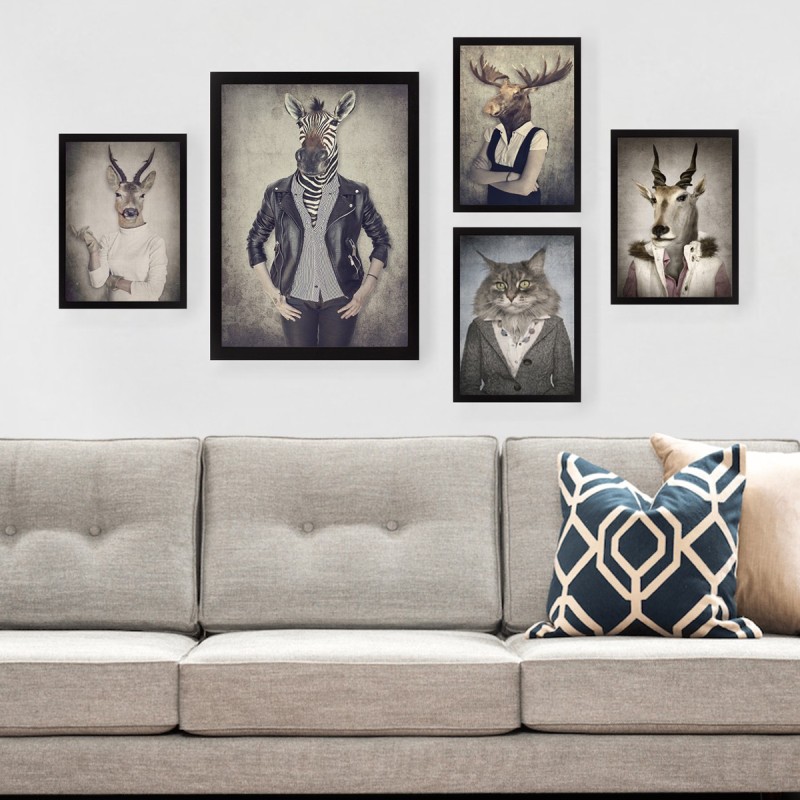 Wallxpert Decorative Framed MDF Painting (5 Pieces) SET_055 Multicolor