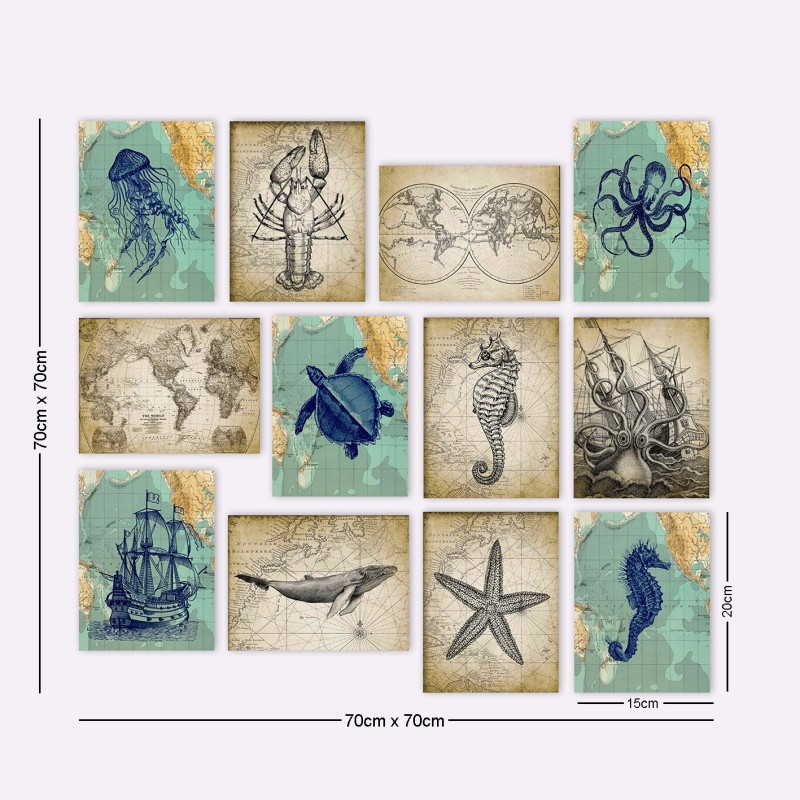 Wallxpert Decorative MDF Painting (12 Pieces) 12MDF07 Multicolor