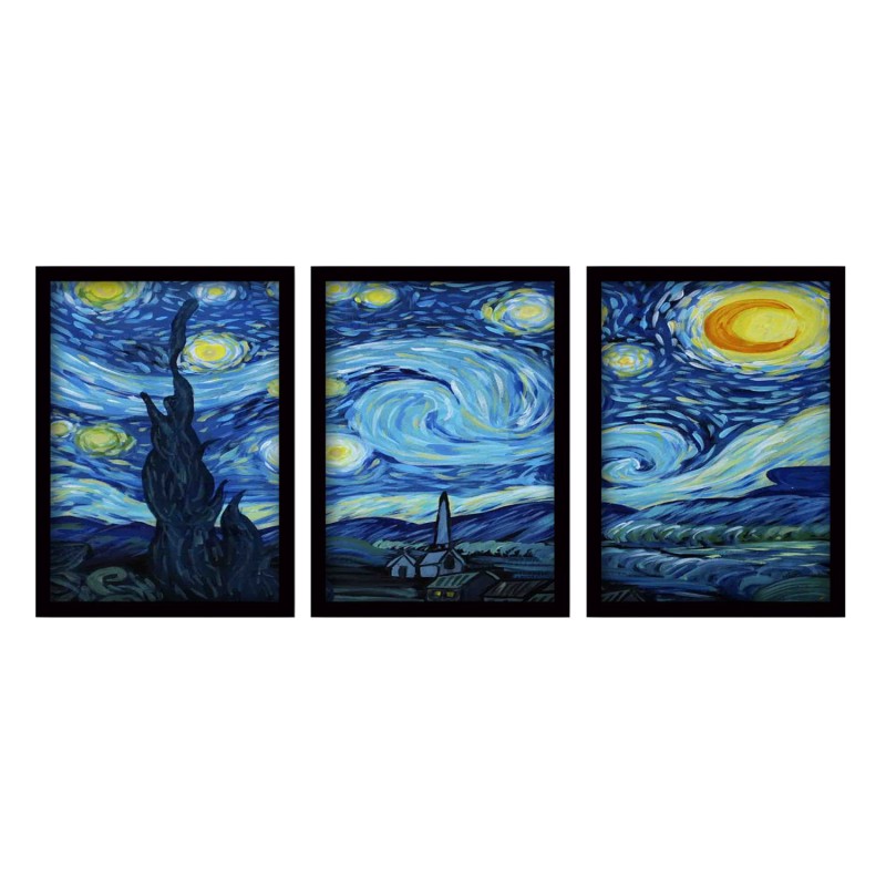 Wallxpert Decorative Framed Painting (3 Pieces) 3SC190 Multicolor