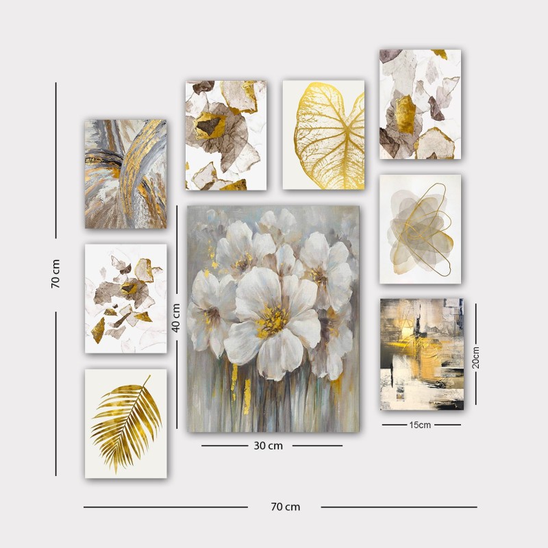 Wallxpert Decorative MDF Painting (9 Pieces) 9MDF04YS Multicolor