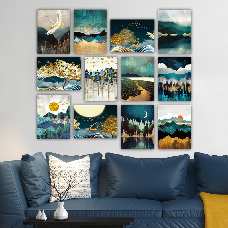 Wallxpert Decorative MDF Painting (12 Pieces) 12MDF44YS Multicolor