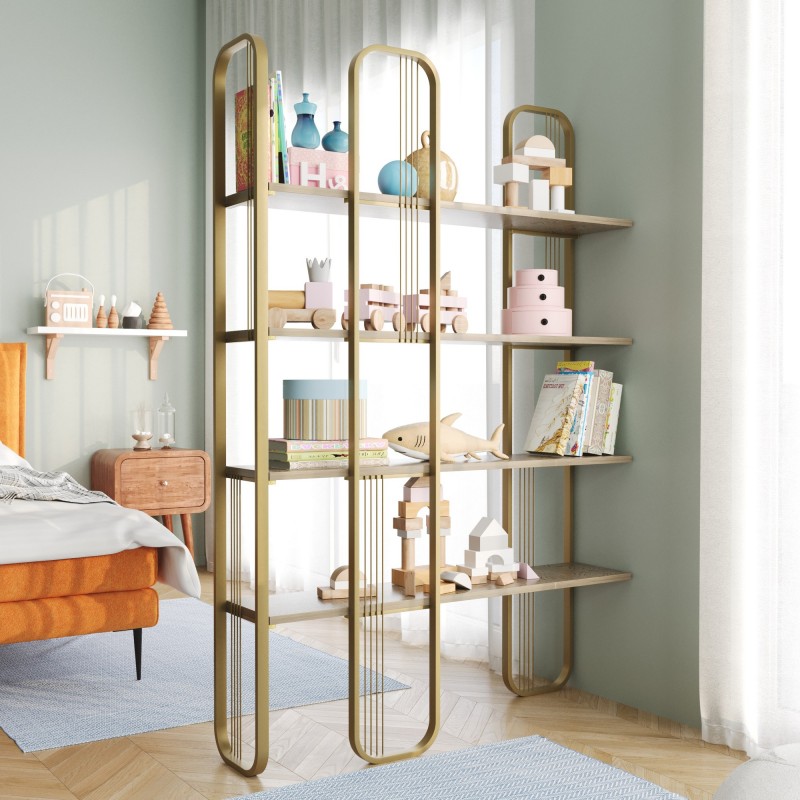 Βιβλιοθήκη - Sierra - Χρώμα Κίτρινο - 125x28x180εκ