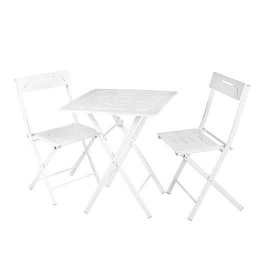 Garden Table & Chairs Set (3 Pieces) Bistro Set 2 White