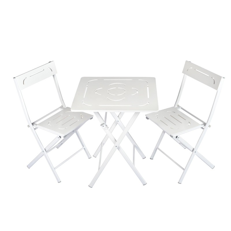 Garden Table & Chairs Set (3 Pieces) Bistro Set 2 White